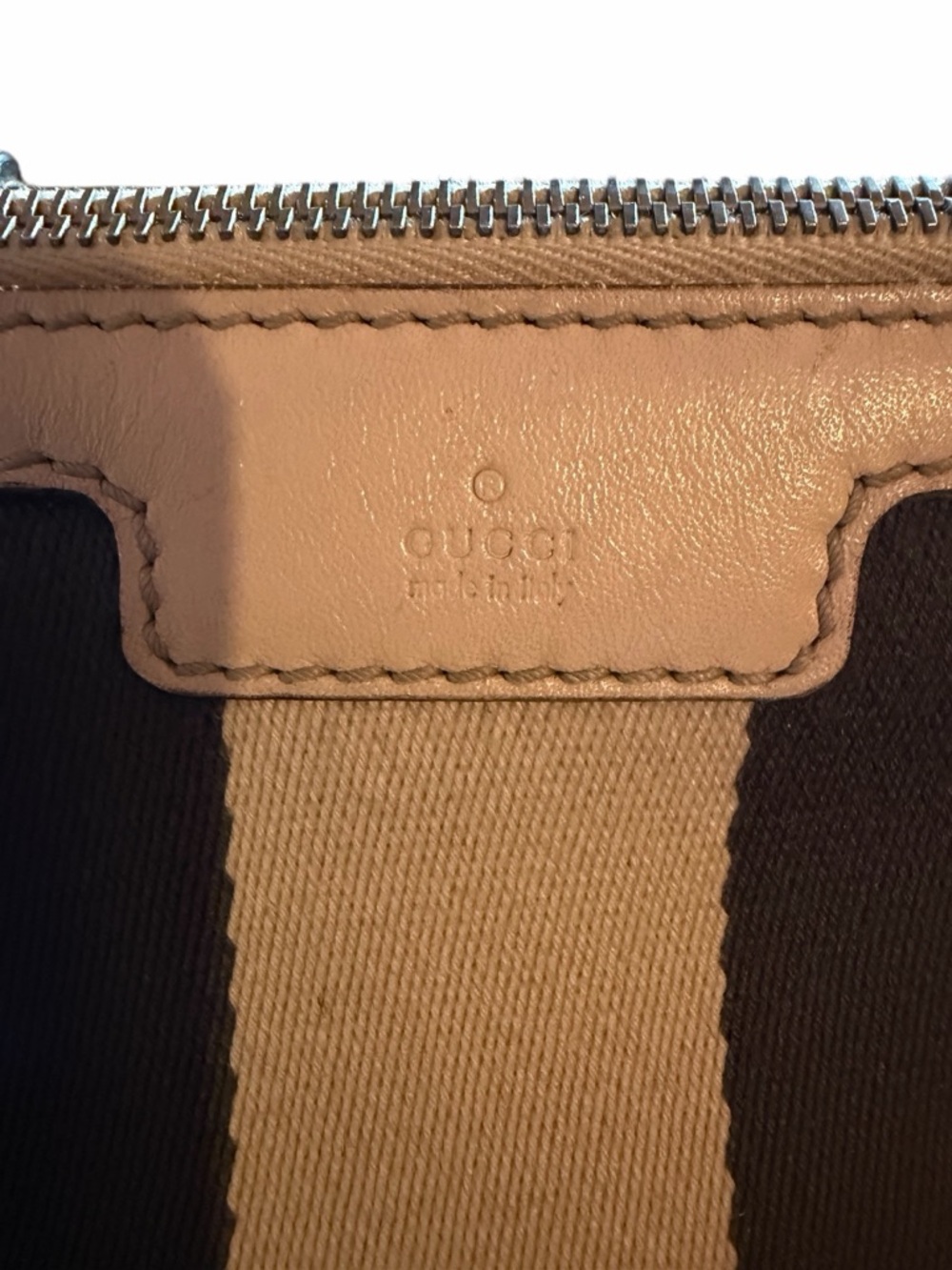 ✨ PRISTINE ✨ Gucci GG Monogram Canvas Web Stripe Tote Bag – Tan Leather - Picture 9 of 14